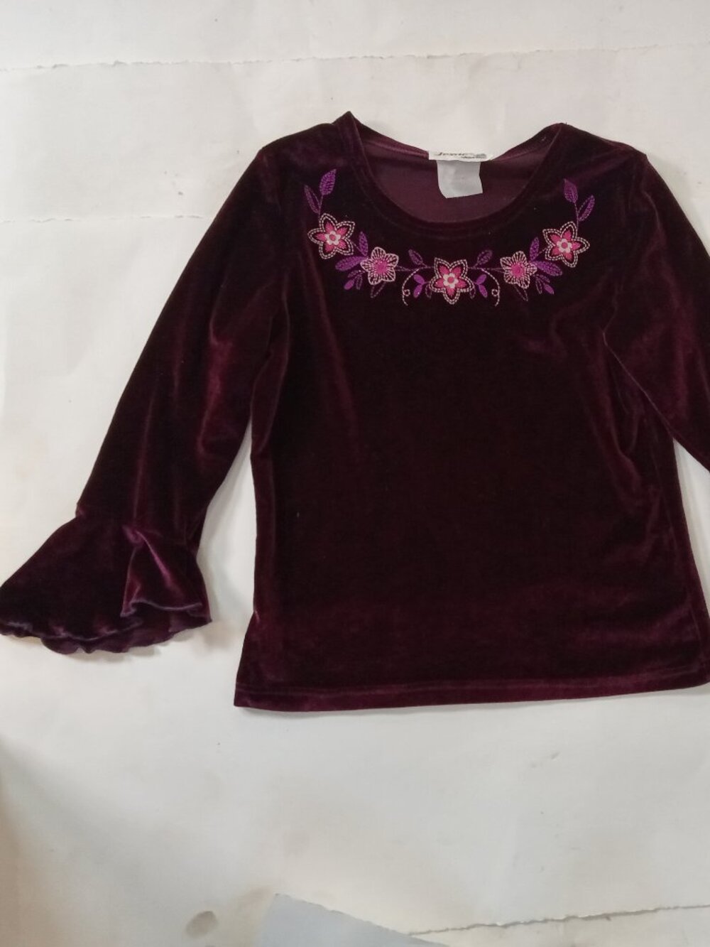90's Jessie Girl Sz 10 Velour Purple Top Shirt Whimsigoth Bpho Y2K Bell Sleeve
